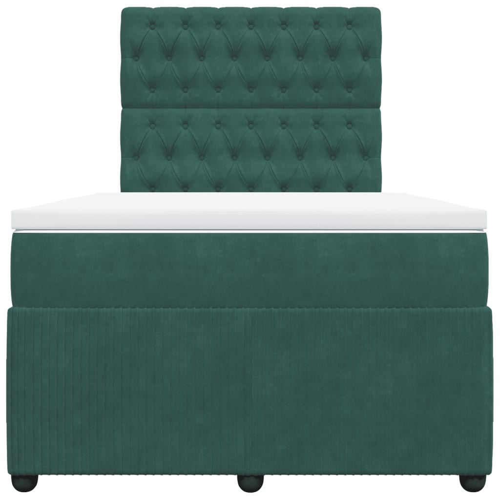 Boxspring met matras fluweel donkergroen 120x200 cm