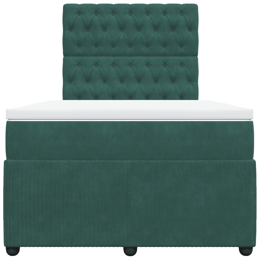 Boxspring met matras fluweel donkergroen 120x200 cm
