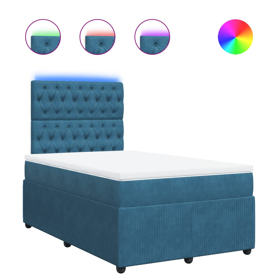 Boxspring met matras fluweel blauw 120x200 cm