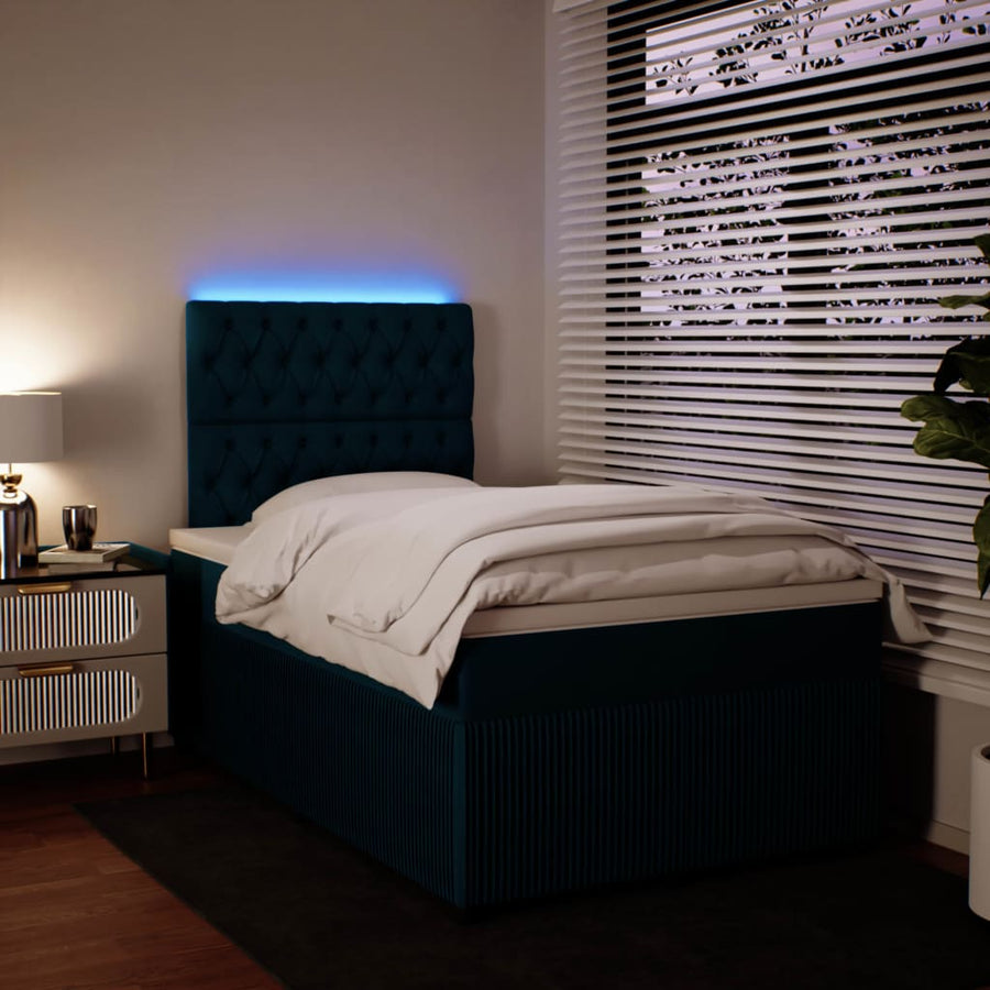 Boxspring met matras fluweel blauw 120x200 cm