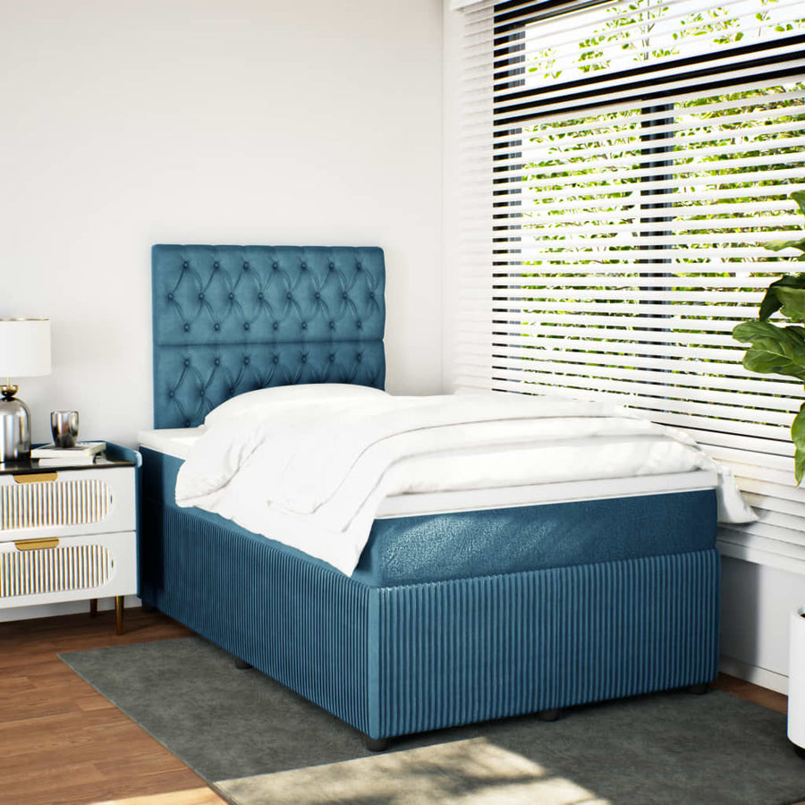 Boxspring met matras fluweel blauw 120x200 cm