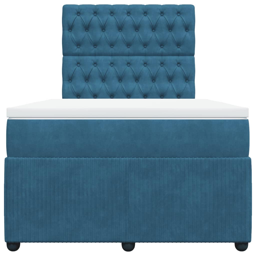Boxspring met matras fluweel blauw 120x200 cm