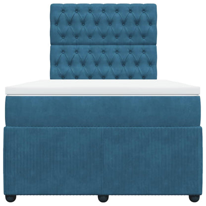 Boxspring met matras fluweel blauw 120x200 cm