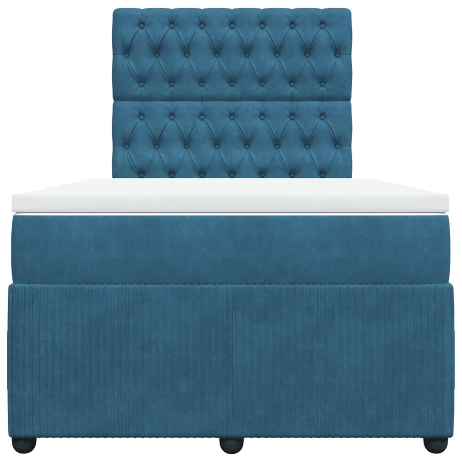 Boxspring met matras fluweel blauw 120x200 cm