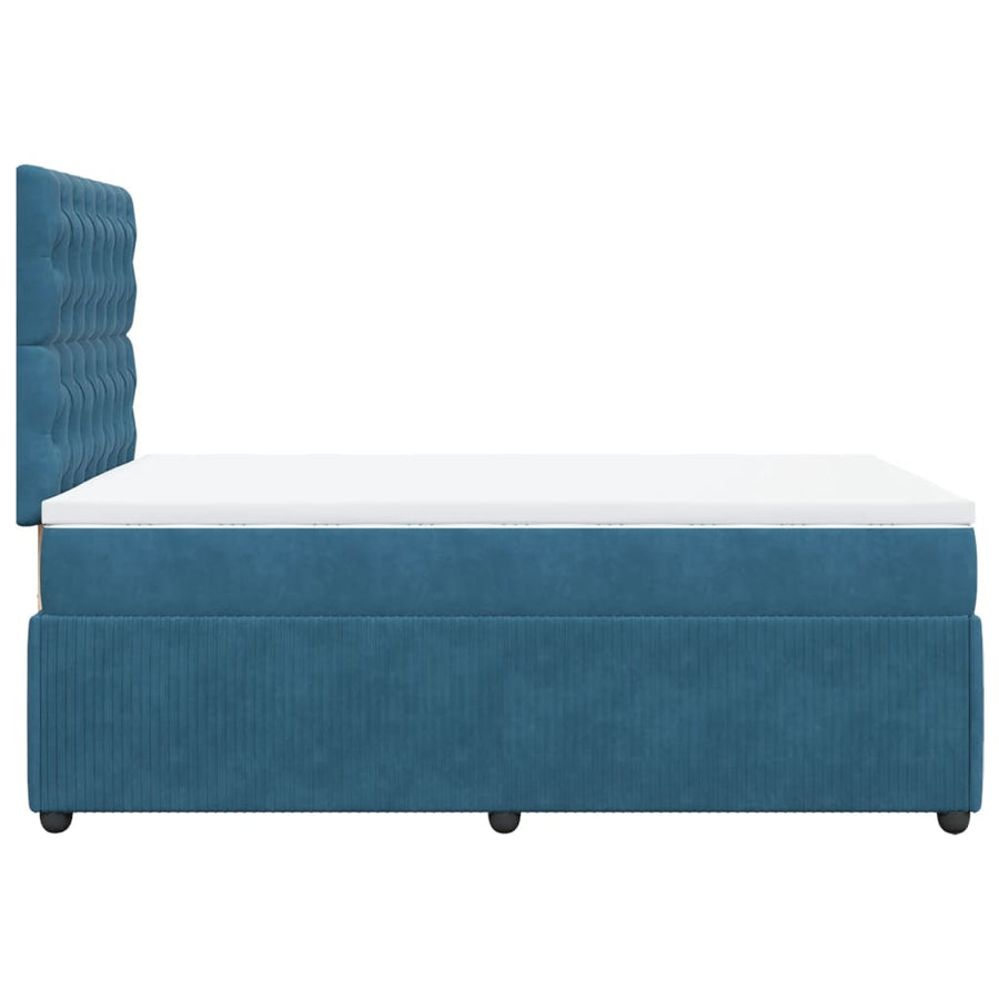 Boxspring met matras fluweel blauw 120x200 cm