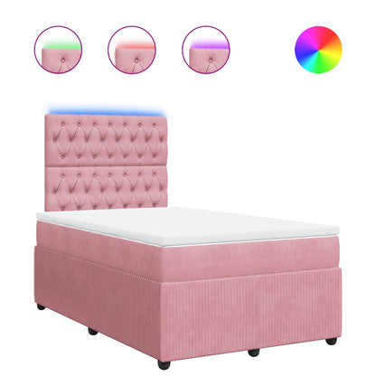 Boxspring met matras fluweel roze 120x200 cm