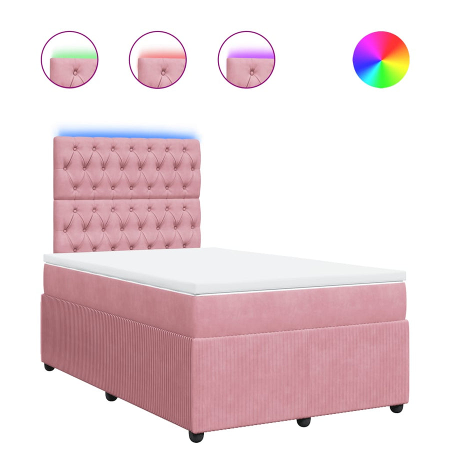Boxspring met matras fluweel roze 120x200 cm