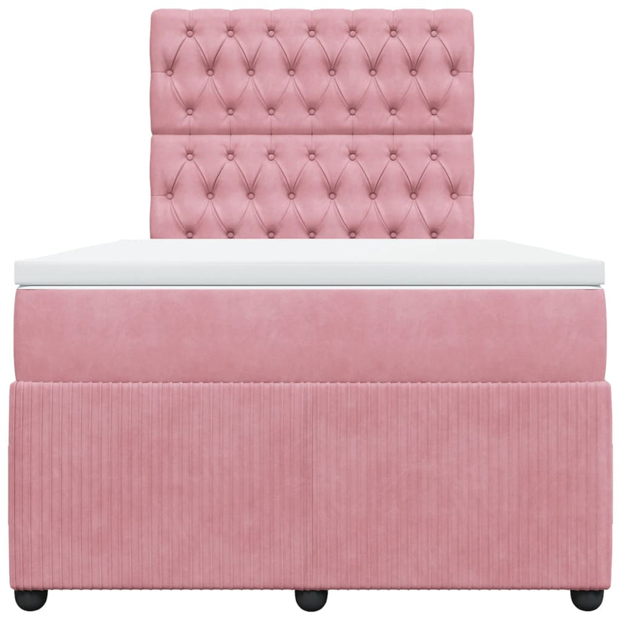 Boxspring met matras fluweel roze 120x200 cm