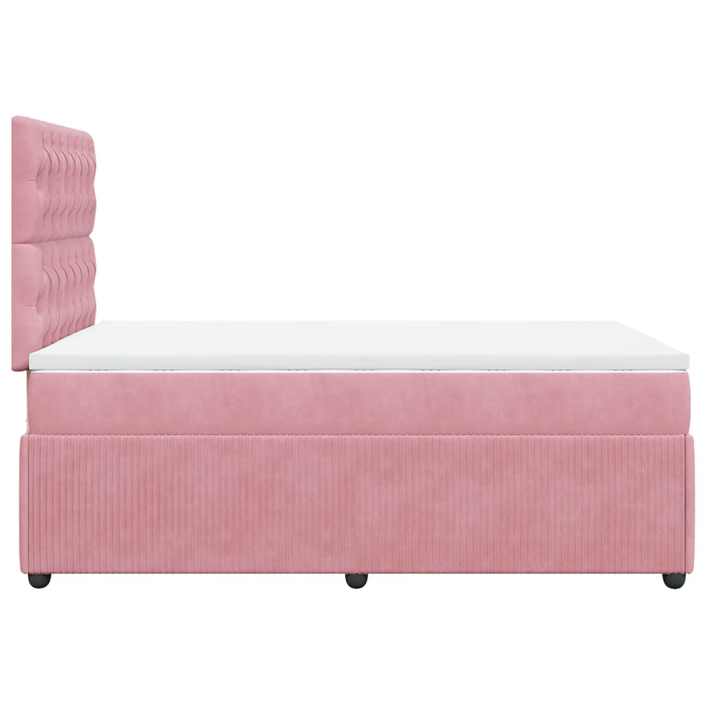 Boxspring met matras fluweel roze 120x200 cm