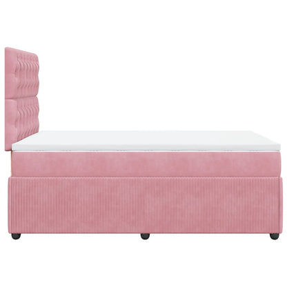 Boxspring met matras fluweel roze 120x200 cm