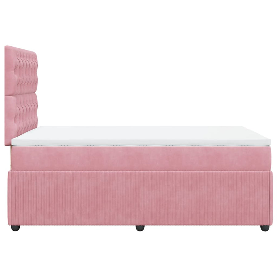 Boxspring met matras fluweel roze 120x200 cm
