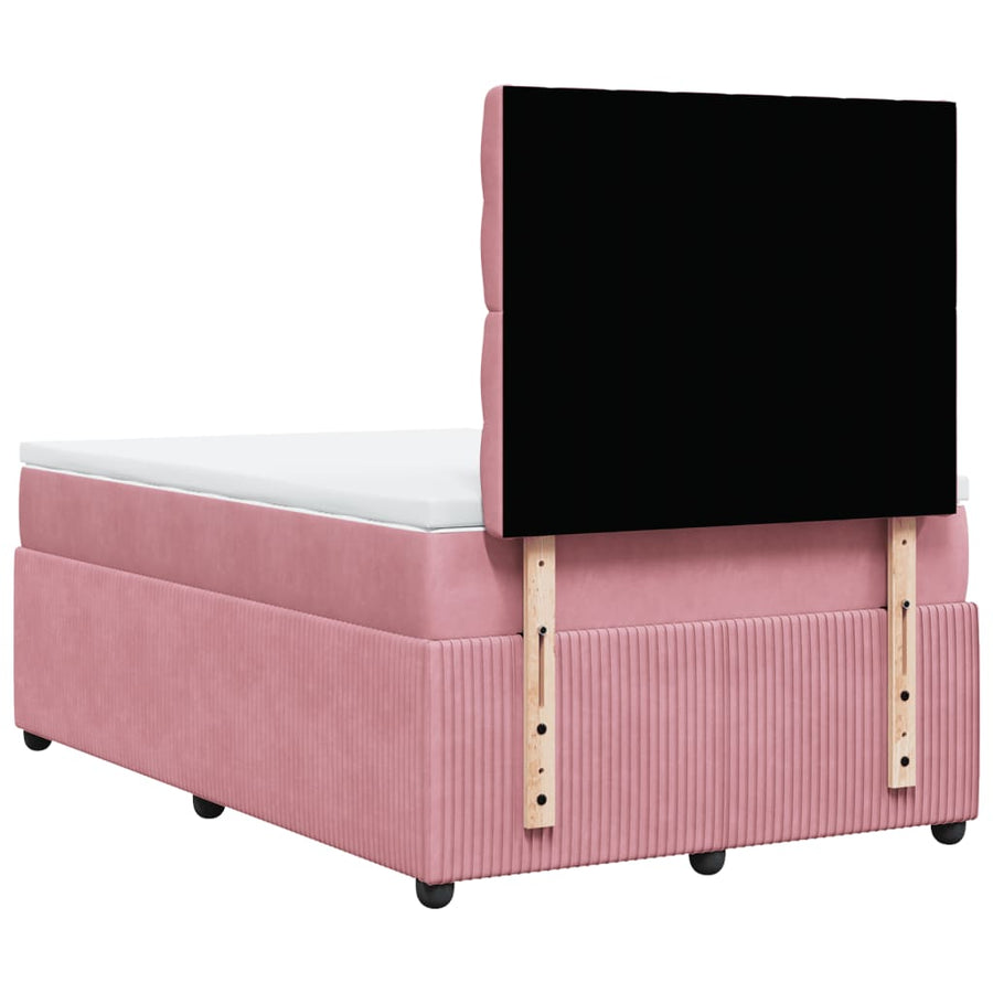 Boxspring met matras fluweel roze 120x200 cm