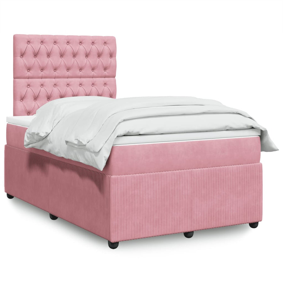 Boxspring met matras fluweel roze 120x200 cm