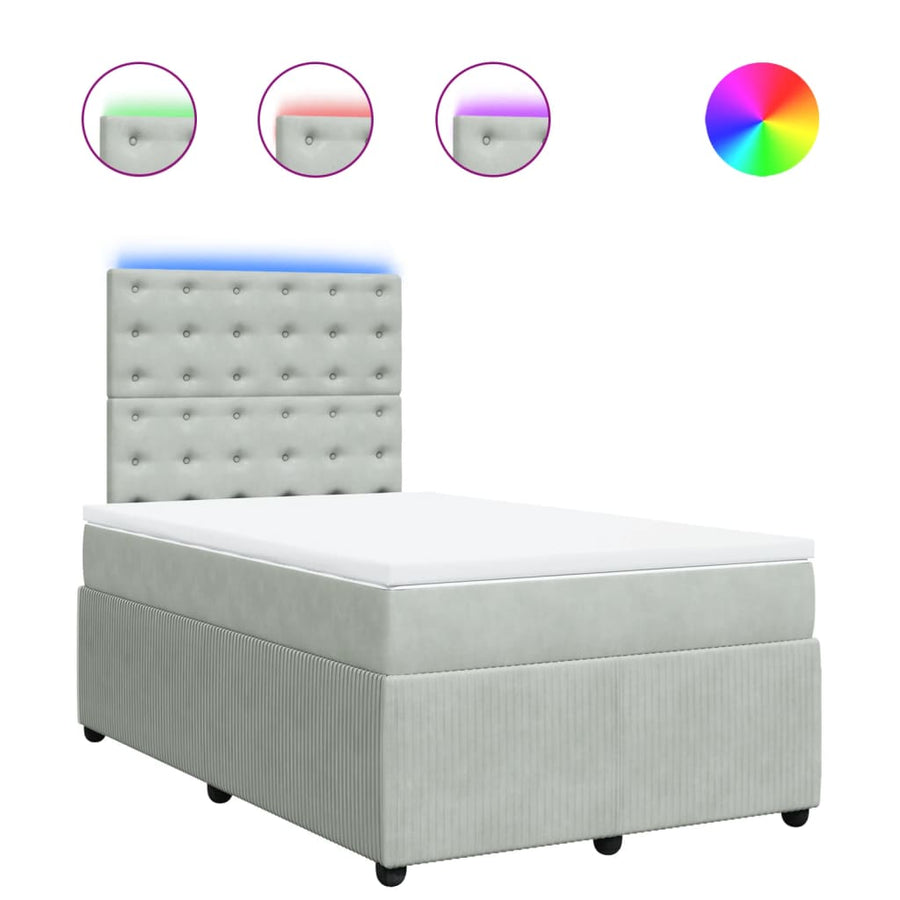 Boxspring met matras fluweel lichtgrijs 120x200 cm