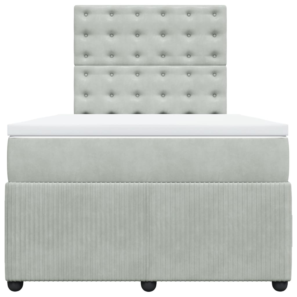 Boxspring met matras fluweel lichtgrijs 120x200 cm