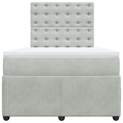 Boxspring met matras fluweel lichtgrijs 120x200 cm