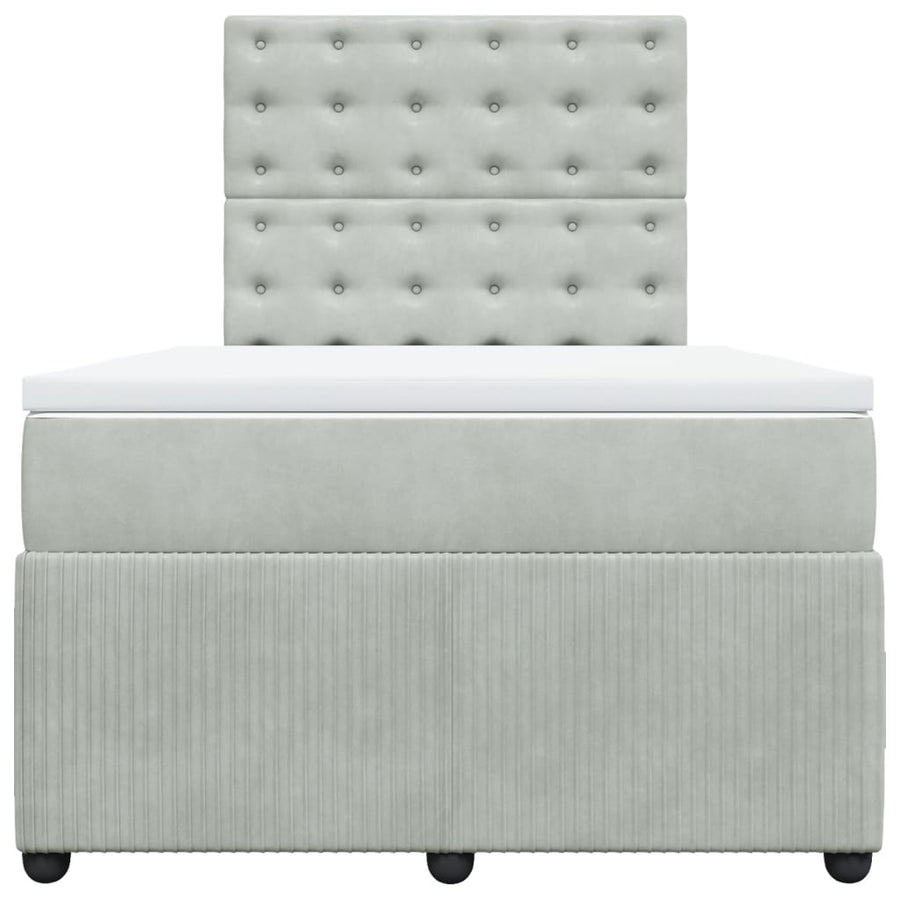 Boxspring met matras fluweel lichtgrijs 120x200 cm