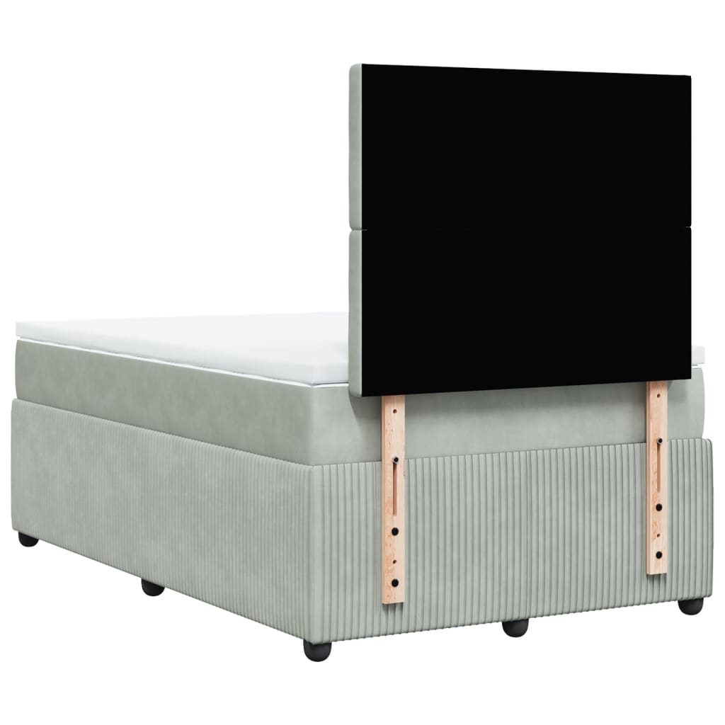 Boxspring met matras fluweel lichtgrijs 120x200 cm