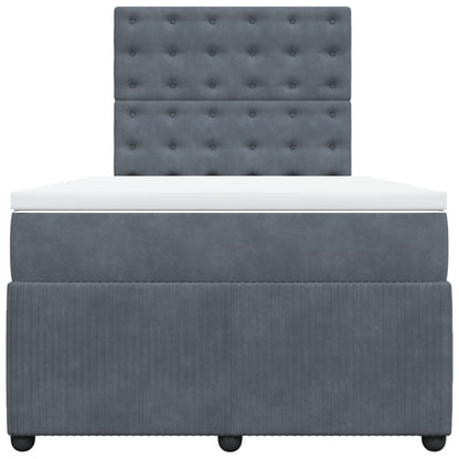 Boxspring met matras fluweel donkergrijs 120x200 cm