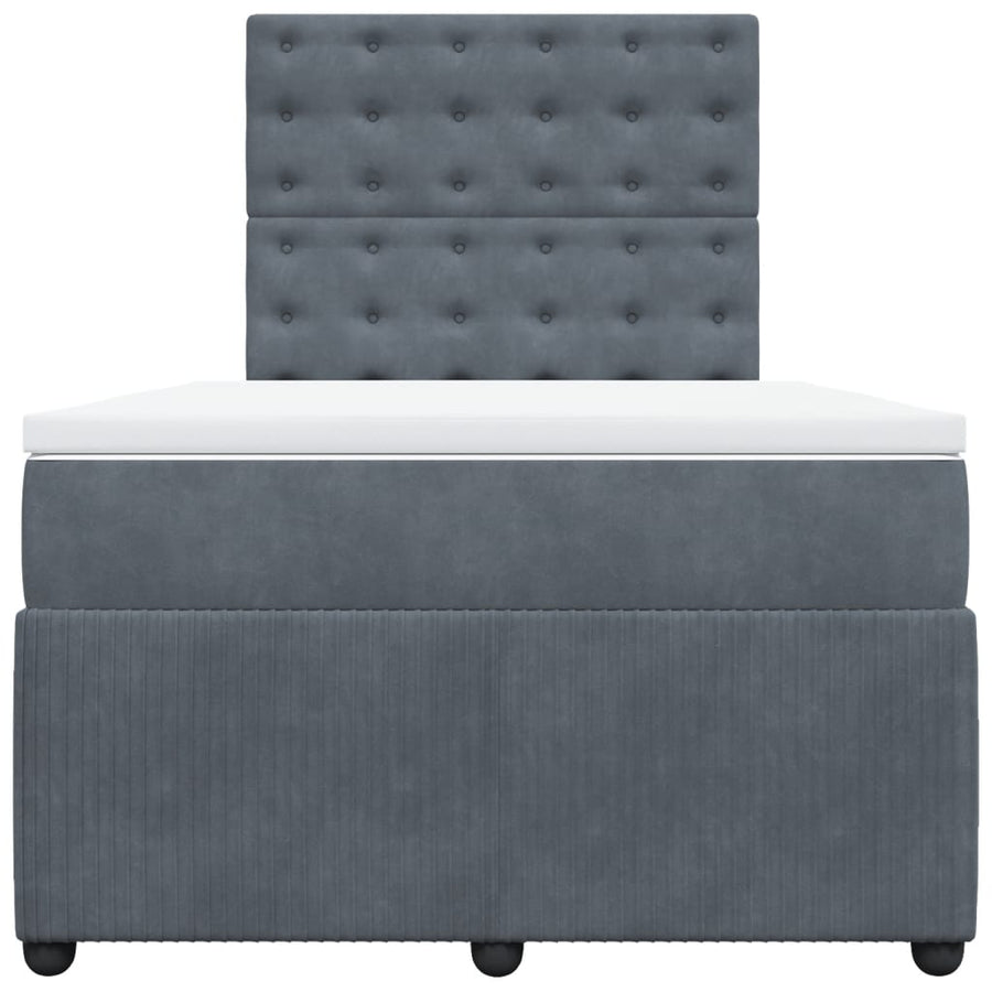 Boxspring met matras fluweel donkergrijs 120x200 cm