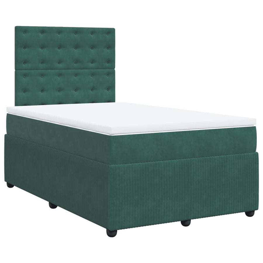 Boxspring met matras fluweel donkergroen 120x200 cm