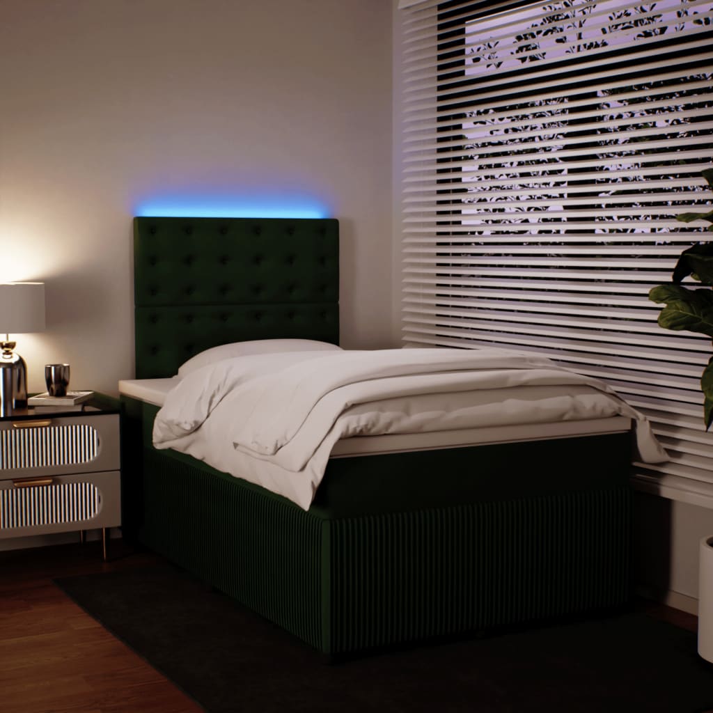 Boxspring met matras fluweel donkergroen 120x200 cm