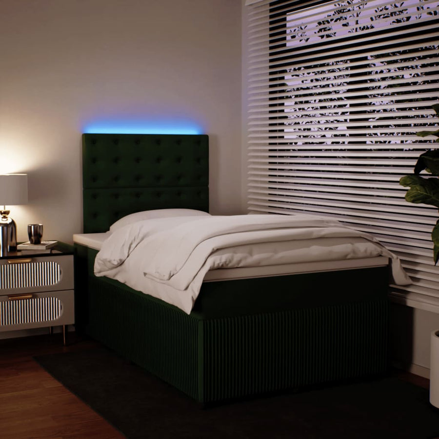 Boxspring met matras fluweel donkergroen 120x200 cm