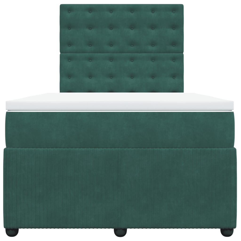 Boxspring met matras fluweel donkergroen 120x200 cm