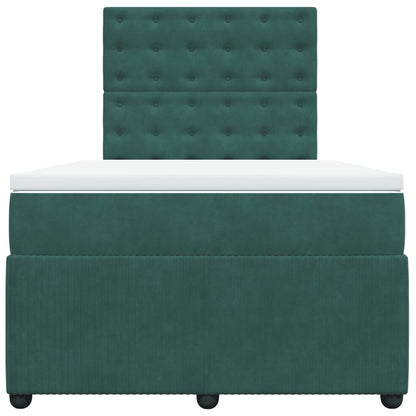 Boxspring met matras fluweel donkergroen 120x200 cm