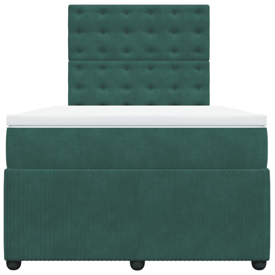 Boxspring met matras fluweel donkergroen 120x200 cm