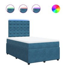 Boxspring met matras fluweel blauw 120x200 cm