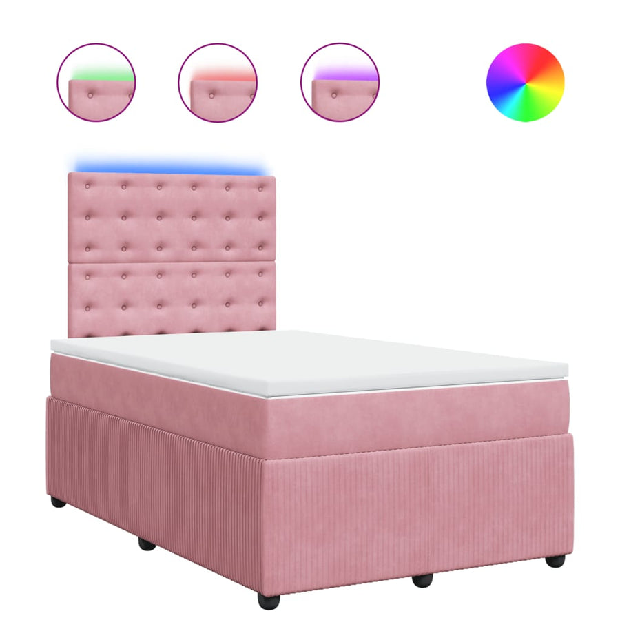 Boxspring met matras fluweel roze 120x200 cm