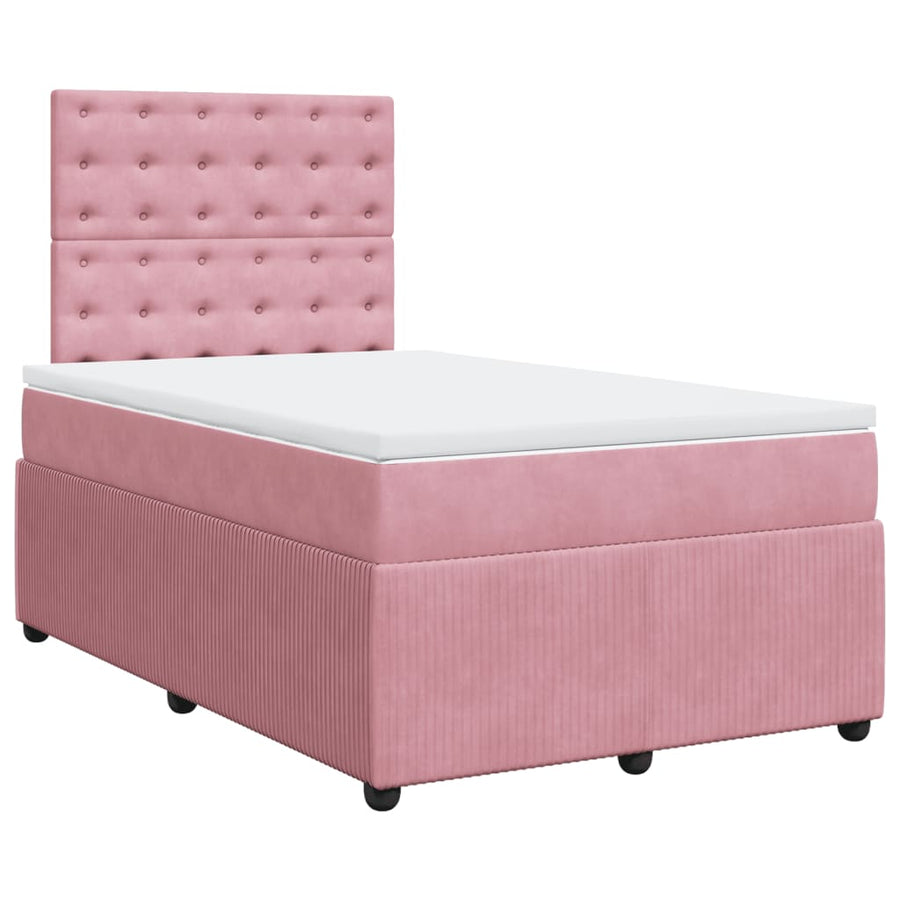 Boxspring met matras fluweel roze 120x200 cm