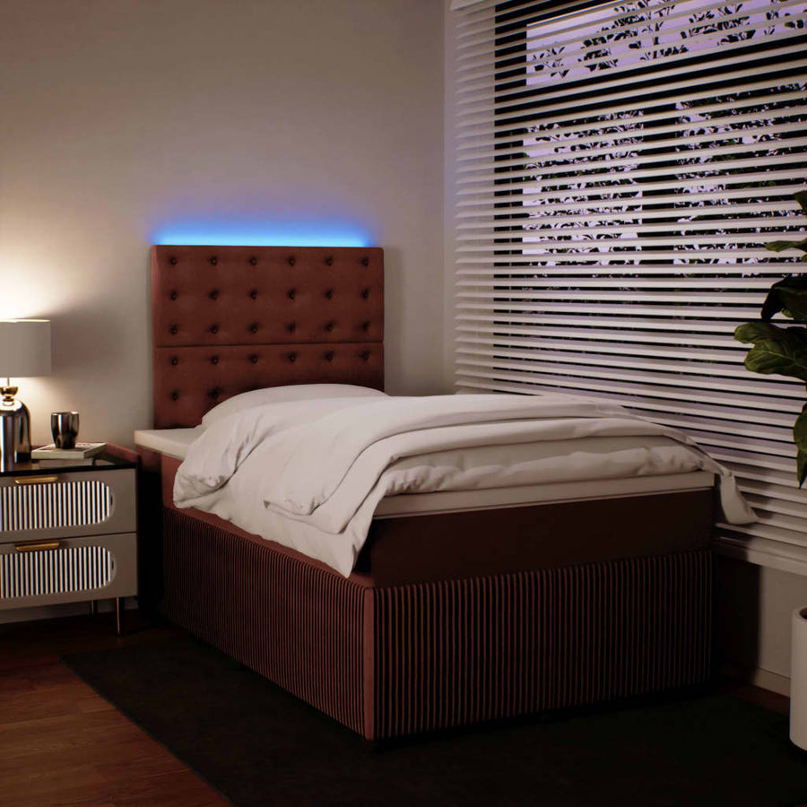 Boxspring met matras fluweel roze 120x200 cm