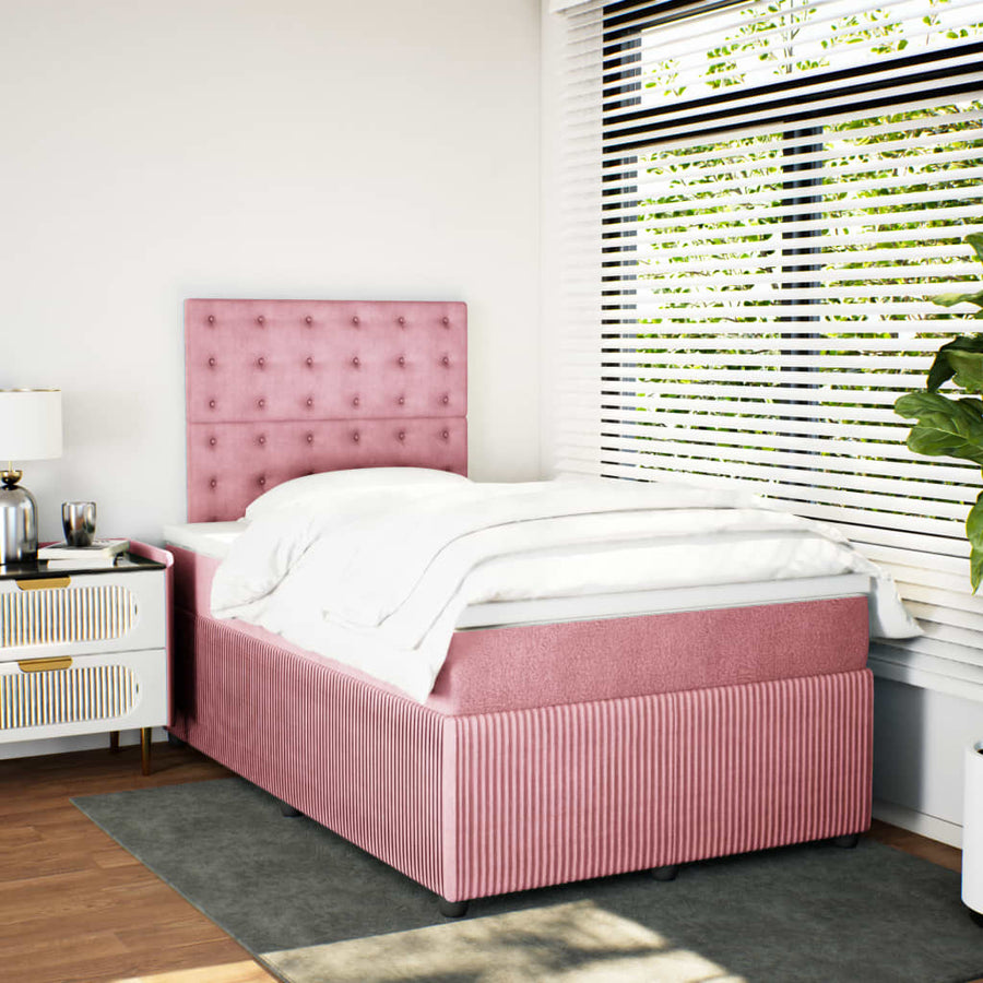Boxspring met matras fluweel roze 120x200 cm