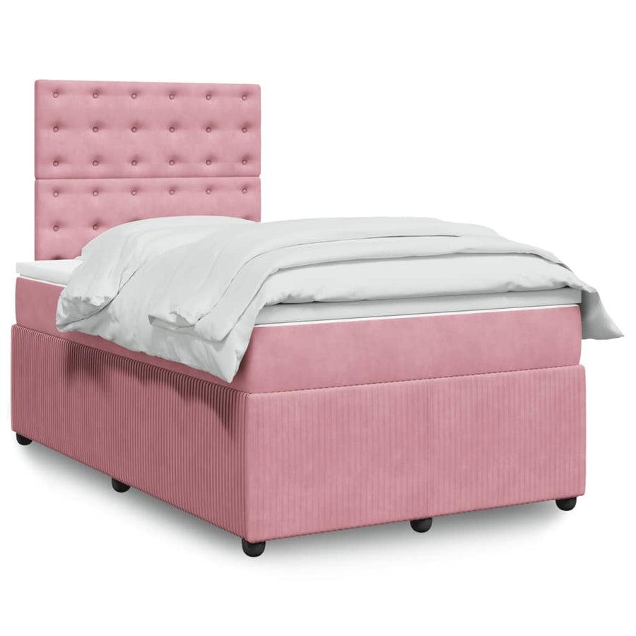 Boxspring met matras fluweel roze 120x200 cm