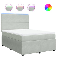 Boxspring met matras fluweel lichtgrijs 140x190 cm