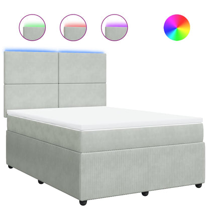 Boxspring met matras fluweel lichtgrijs 140x190 cm