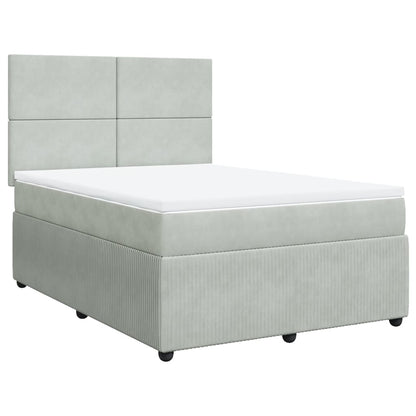 Boxspring met matras fluweel lichtgrijs 140x190 cm
