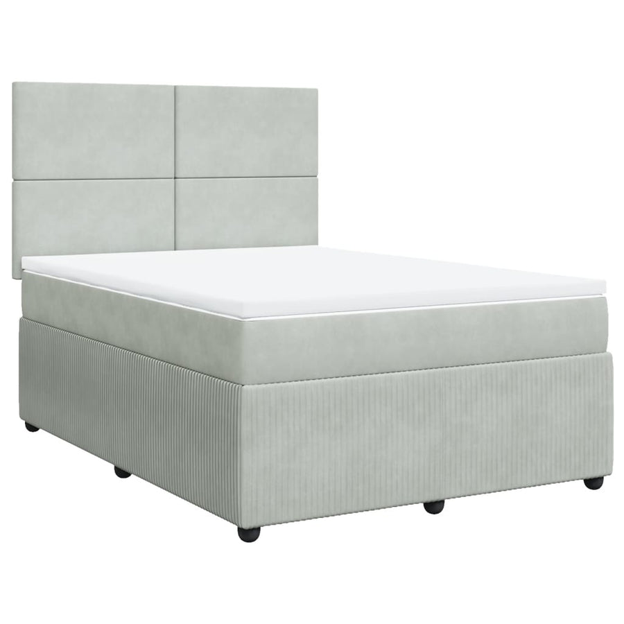 Boxspring met matras fluweel lichtgrijs 140x190 cm
