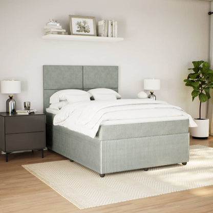 Boxspring met matras fluweel lichtgrijs 140x190 cm