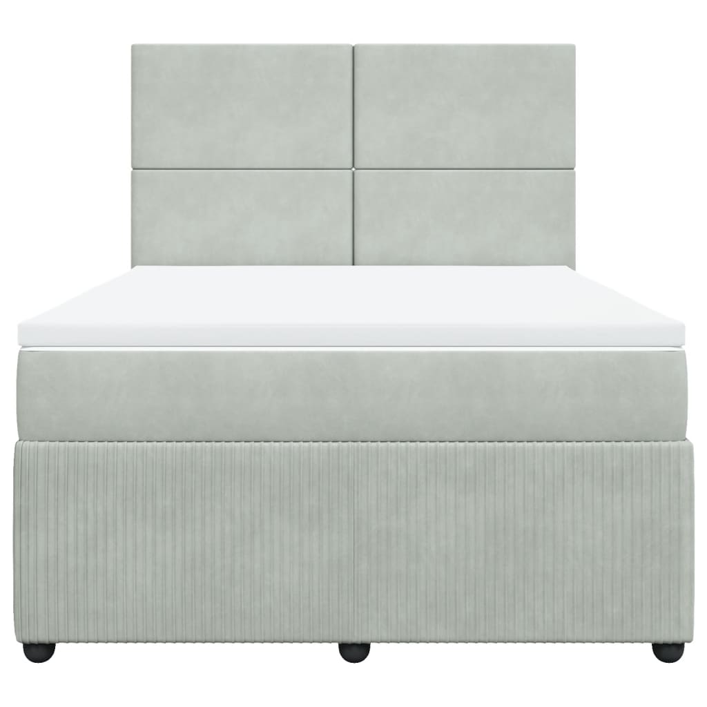 Boxspring met matras fluweel lichtgrijs 140x190 cm