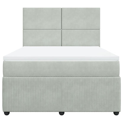 Boxspring met matras fluweel lichtgrijs 140x190 cm
