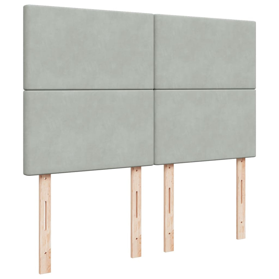 Boxspring met matras fluweel lichtgrijs 140x190 cm