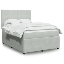 Boxspring met matras fluweel lichtgrijs 140x190 cm