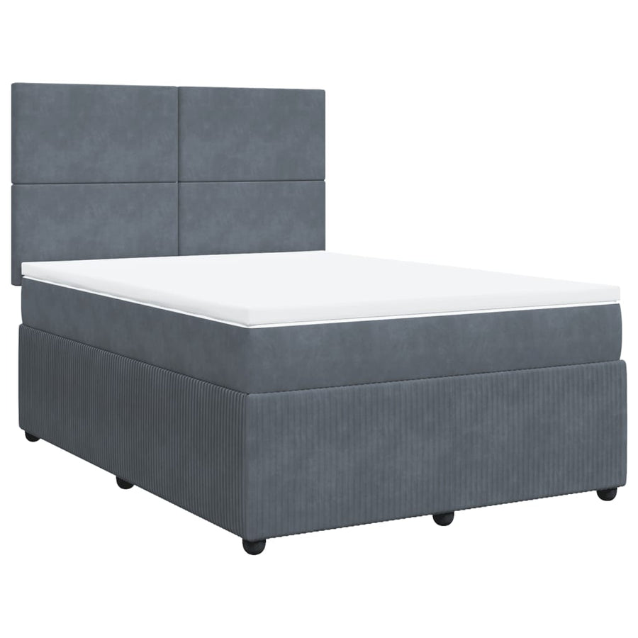 Boxspring met matras fluweel donkergrijs 140x190 cm