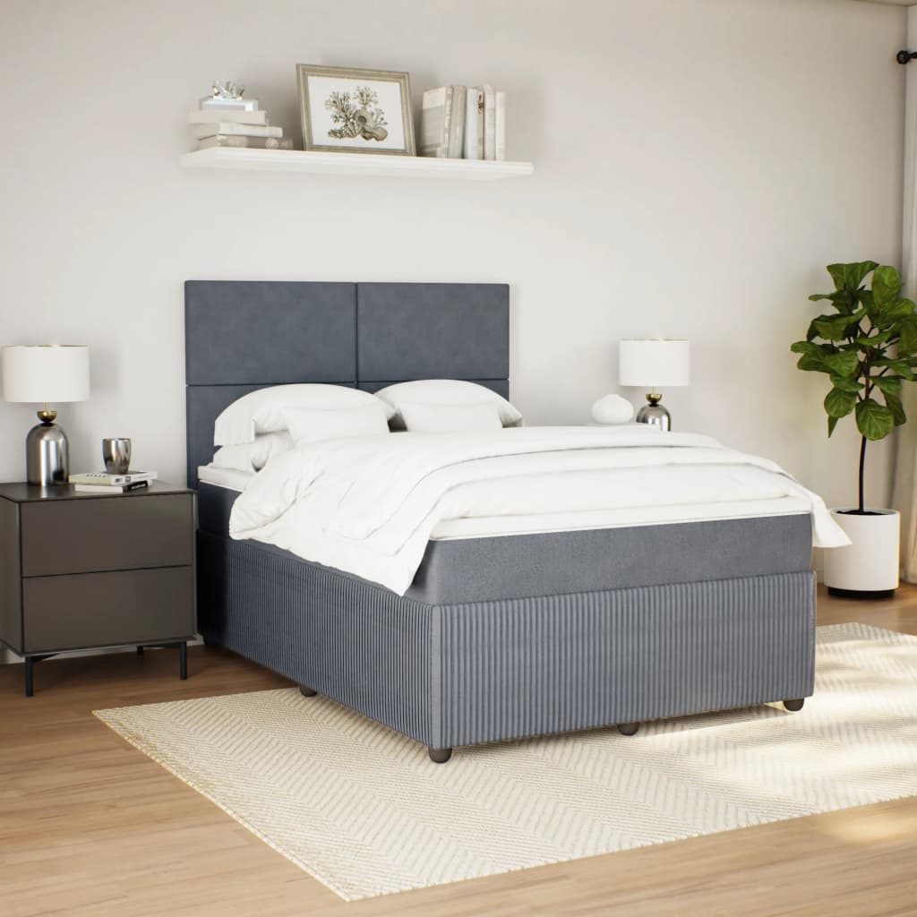 Boxspring met matras fluweel donkergrijs 140x190 cm