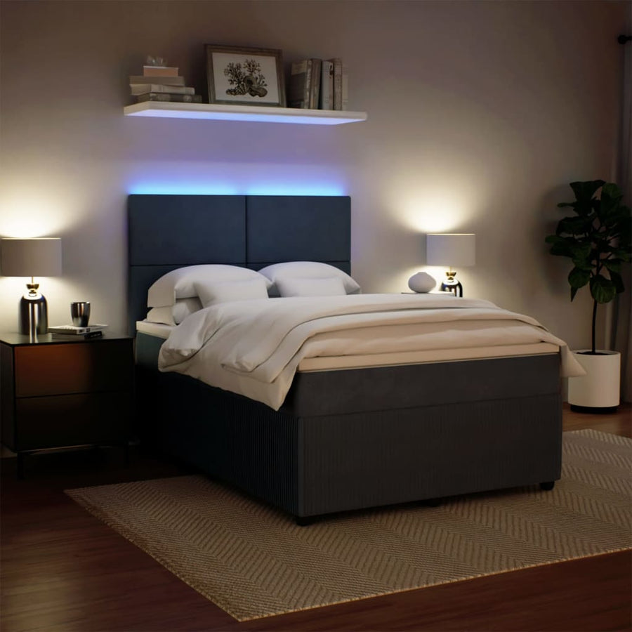 Boxspring met matras fluweel donkergrijs 140x190 cm