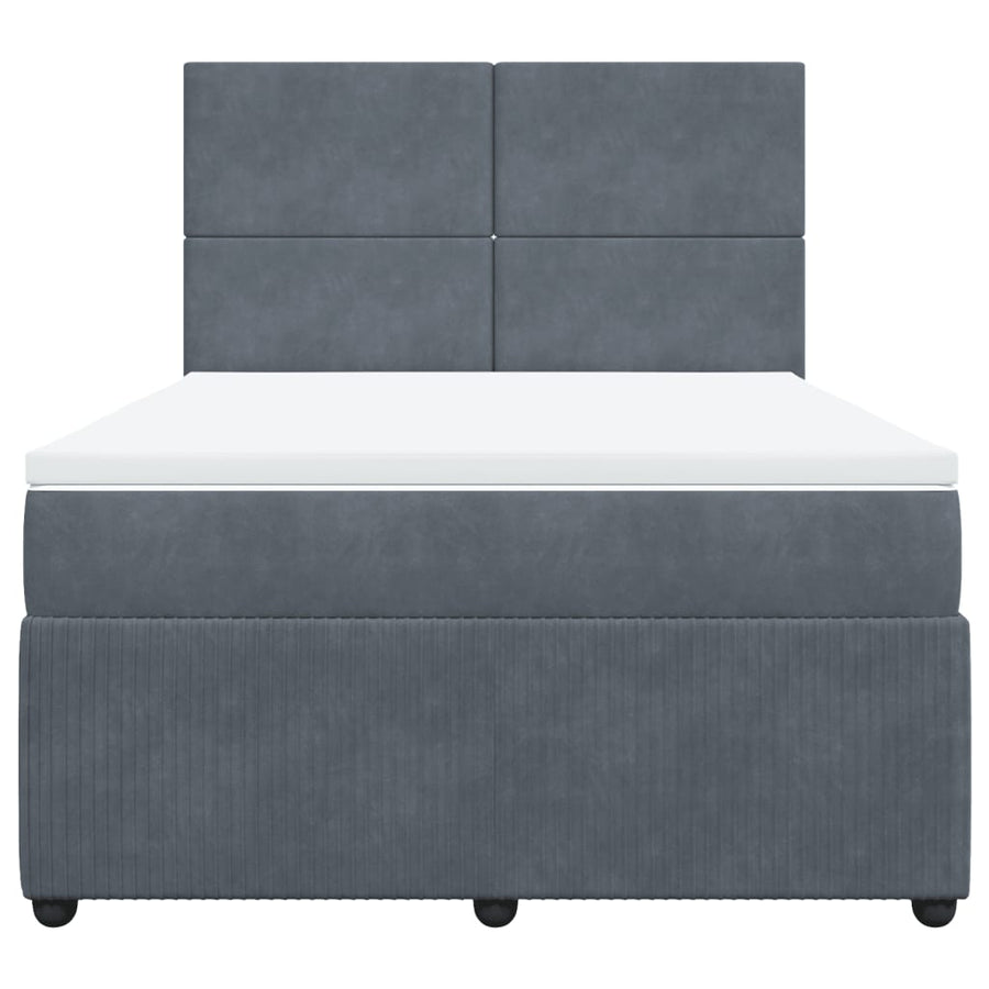 Boxspring met matras fluweel donkergrijs 140x190 cm