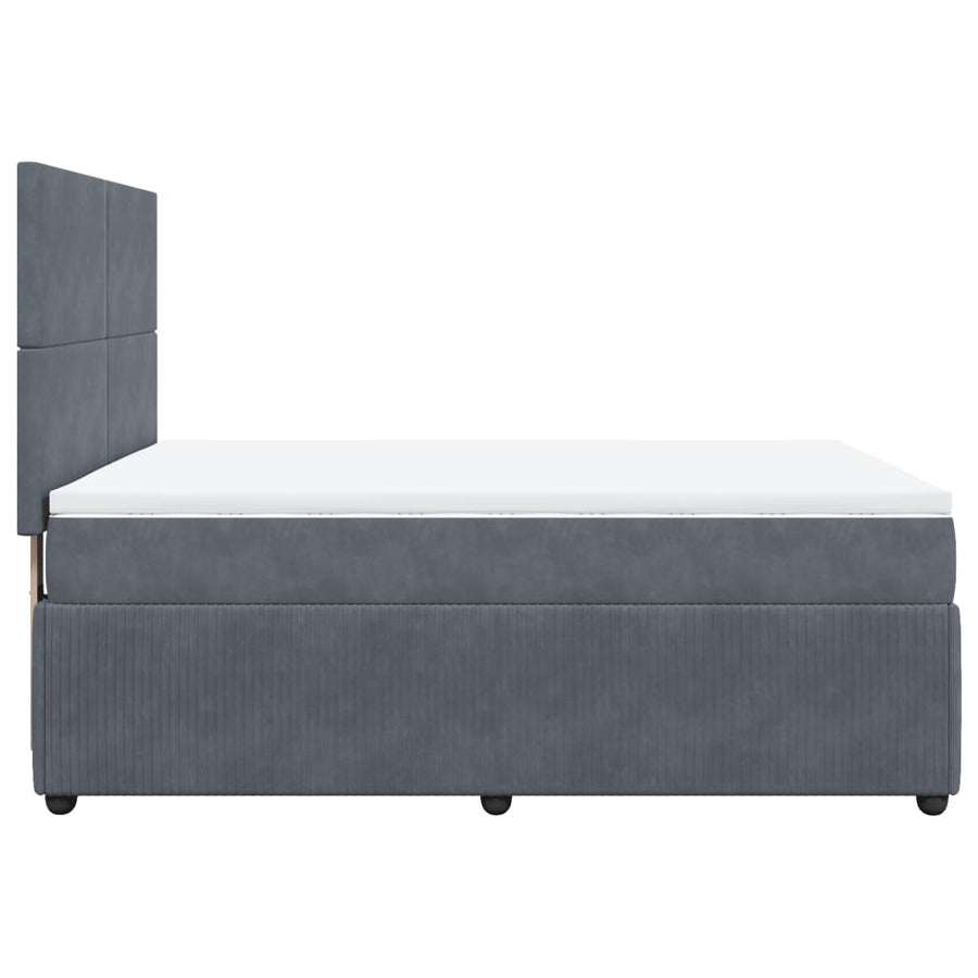 Boxspring met matras fluweel donkergrijs 140x190 cm